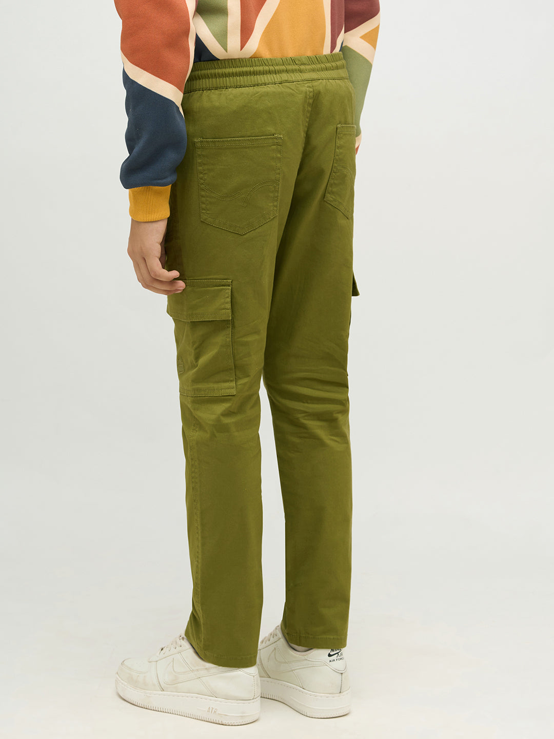 Boys Green Patch Pocket Cargo Pants