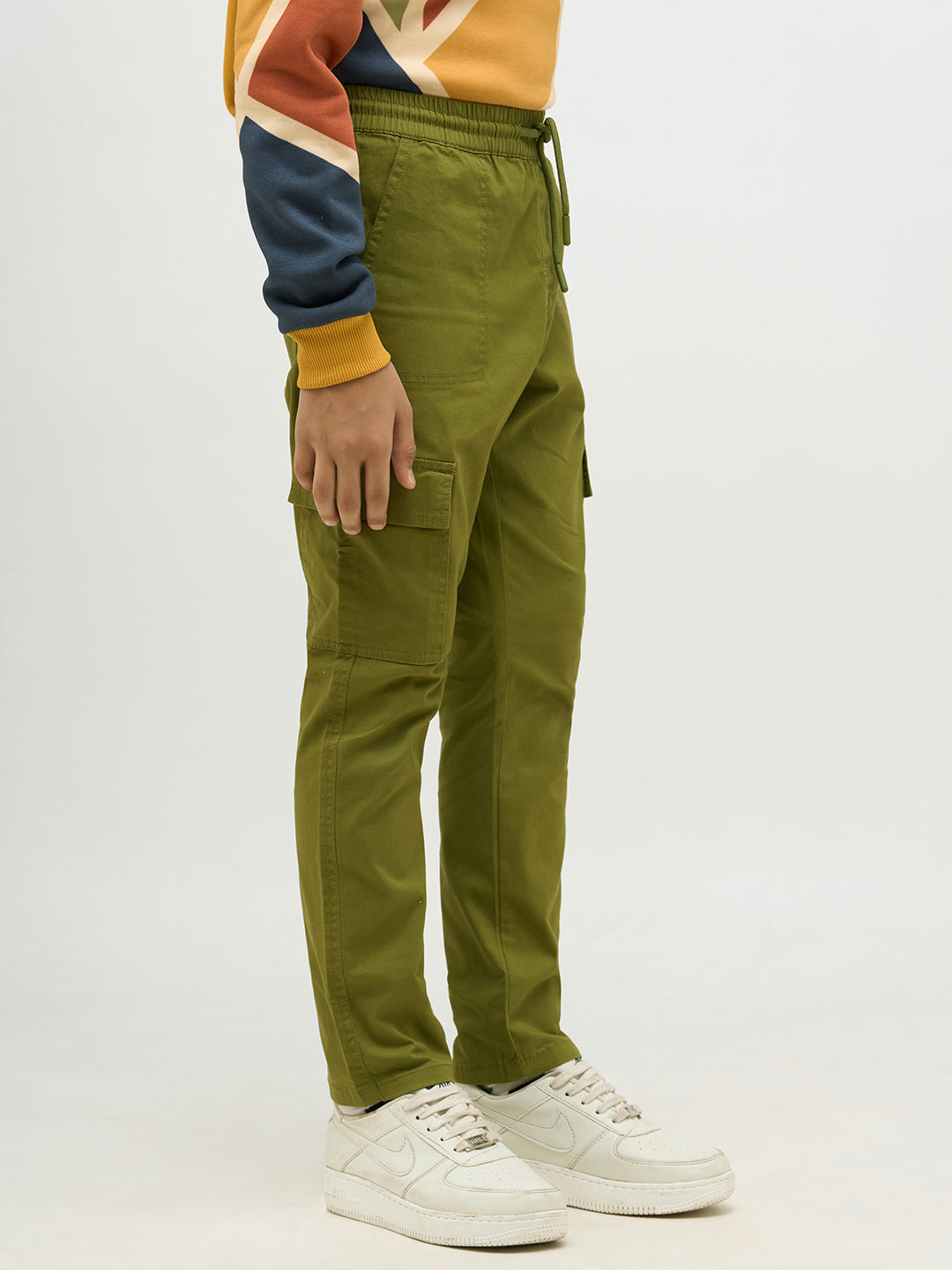 Boys Green Patch Pocket Cargo Pants
