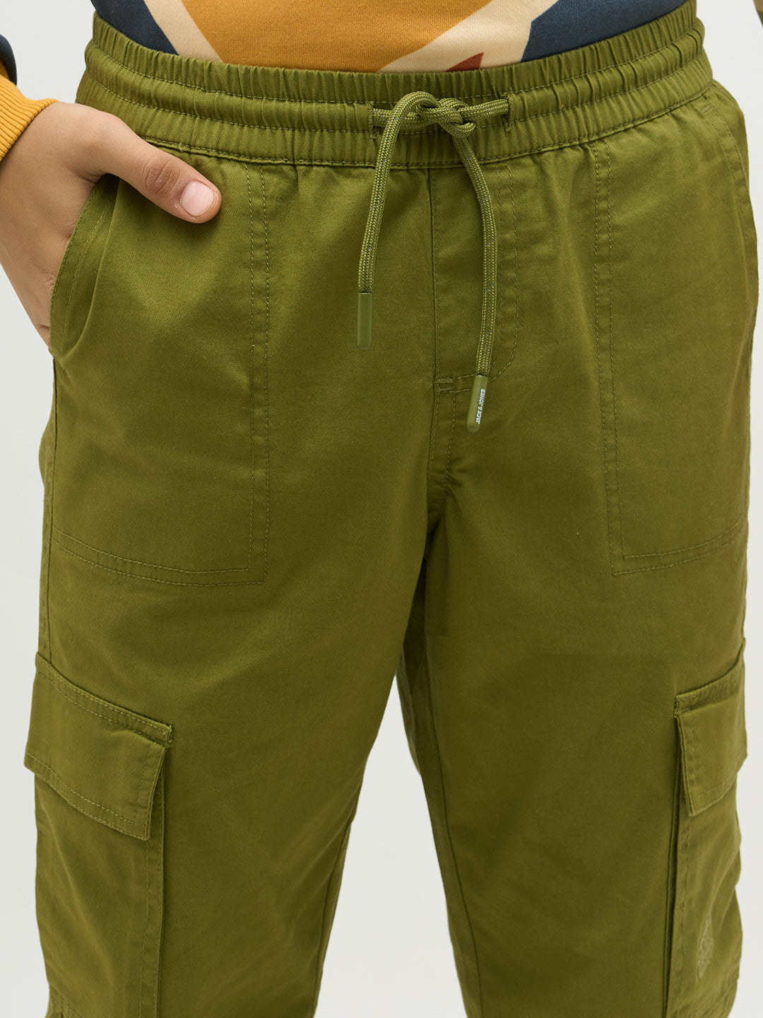 Boys Green Patch Pocket Cargo Pants