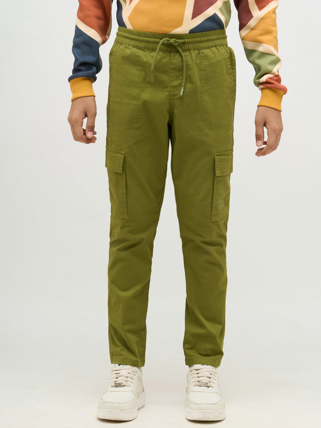 Boys Green Patch Pocket Cargo Pants