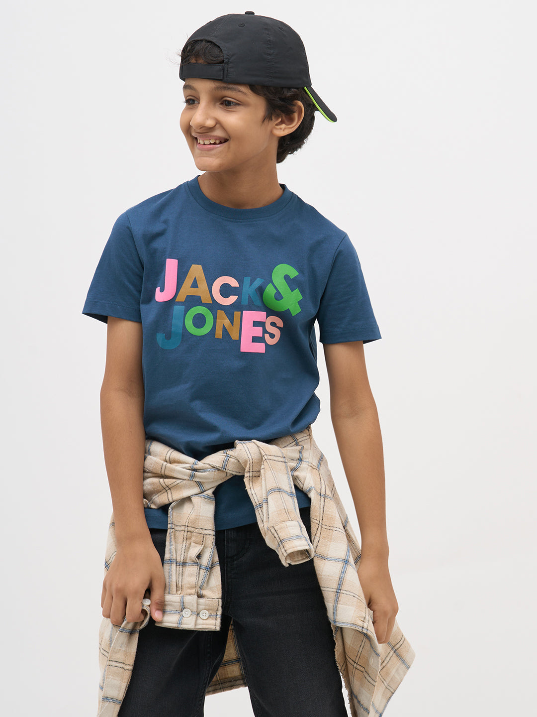 Dark Blue Logo Text T-Shirt