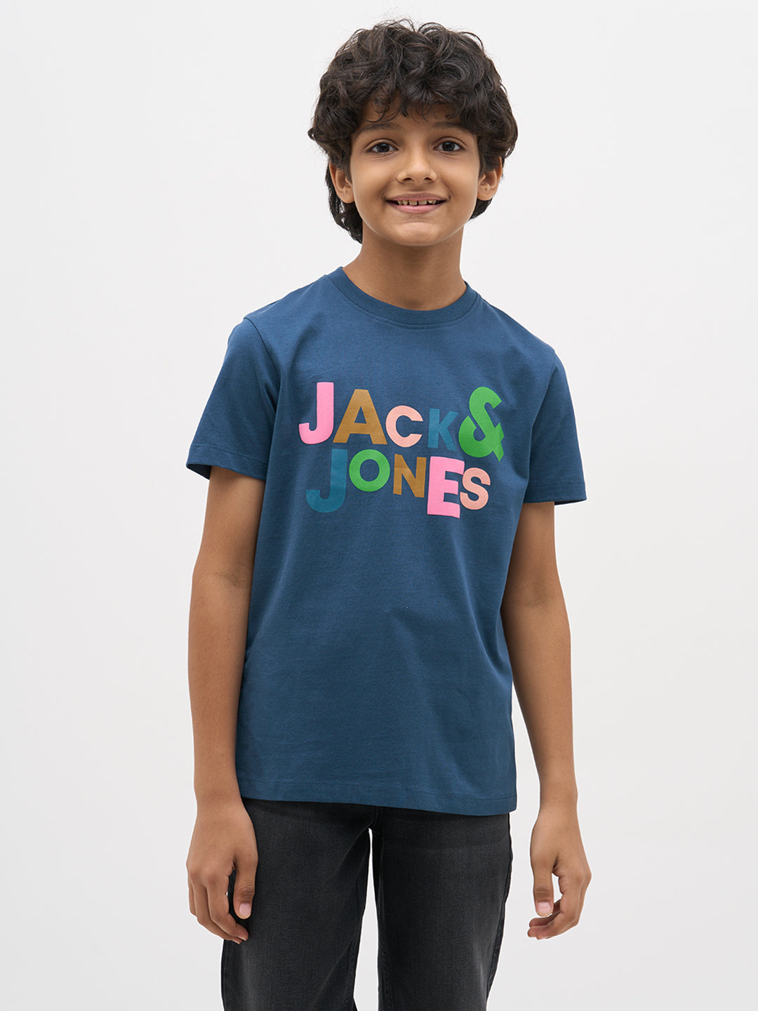 Dark Blue Logo Text T-Shirt