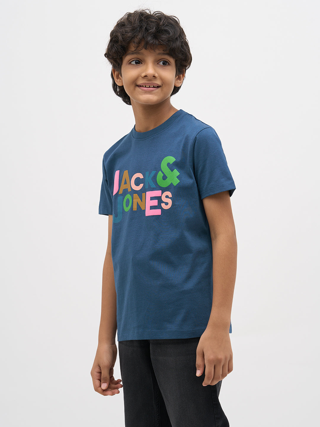 Dark Blue Logo Text T-Shirt