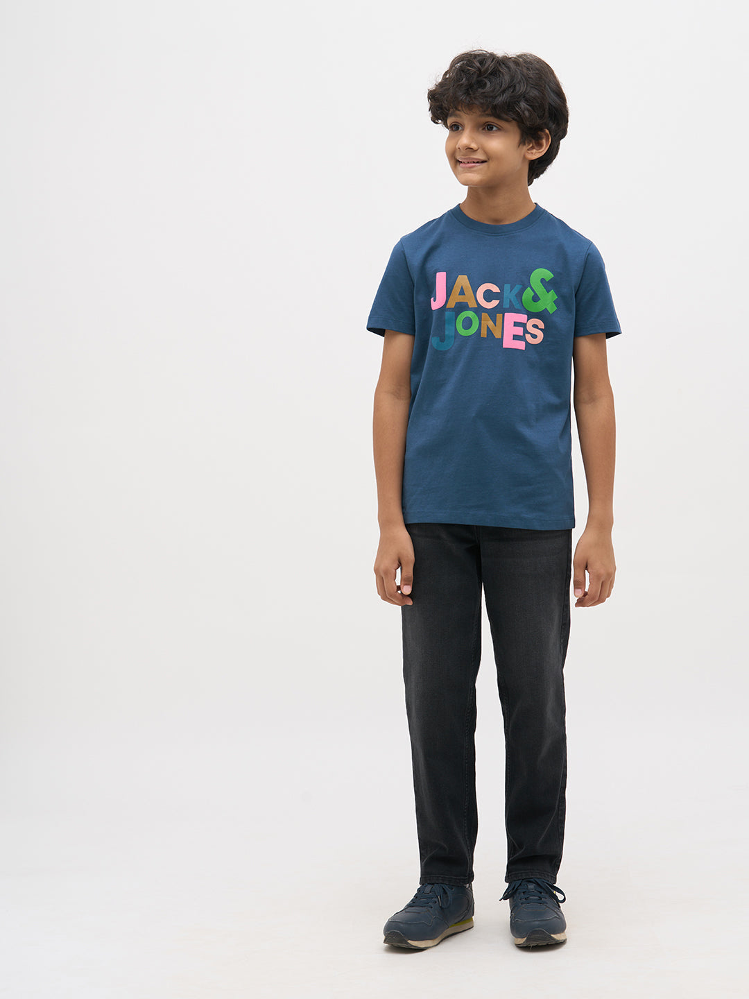 Dark Blue Logo Text T-Shirt