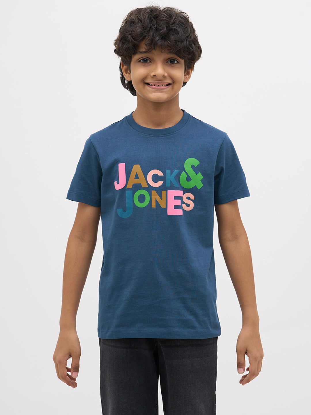 Dark Blue Logo Text T-Shirt