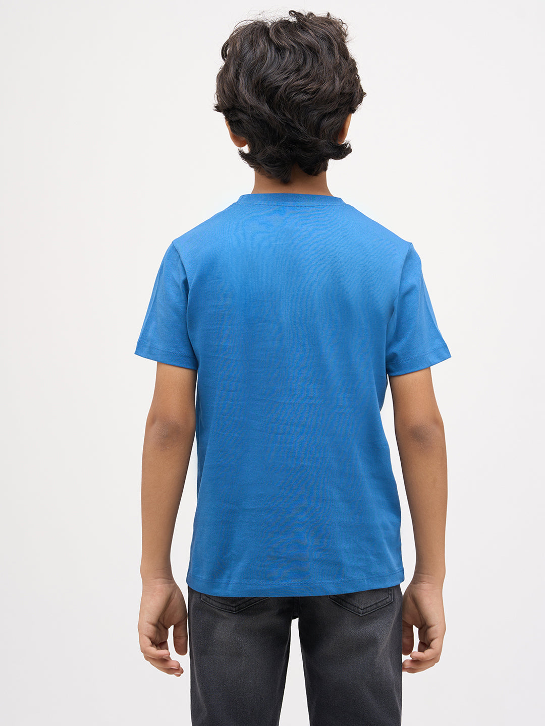 Blue Printed Cotton T-Shirt