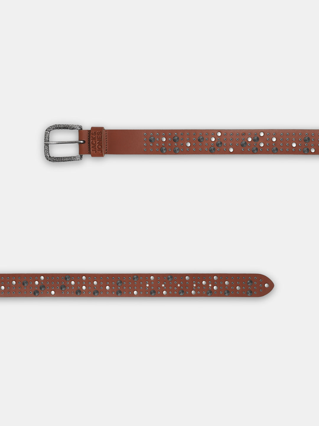 Studded Leather Belt - Dark Brown