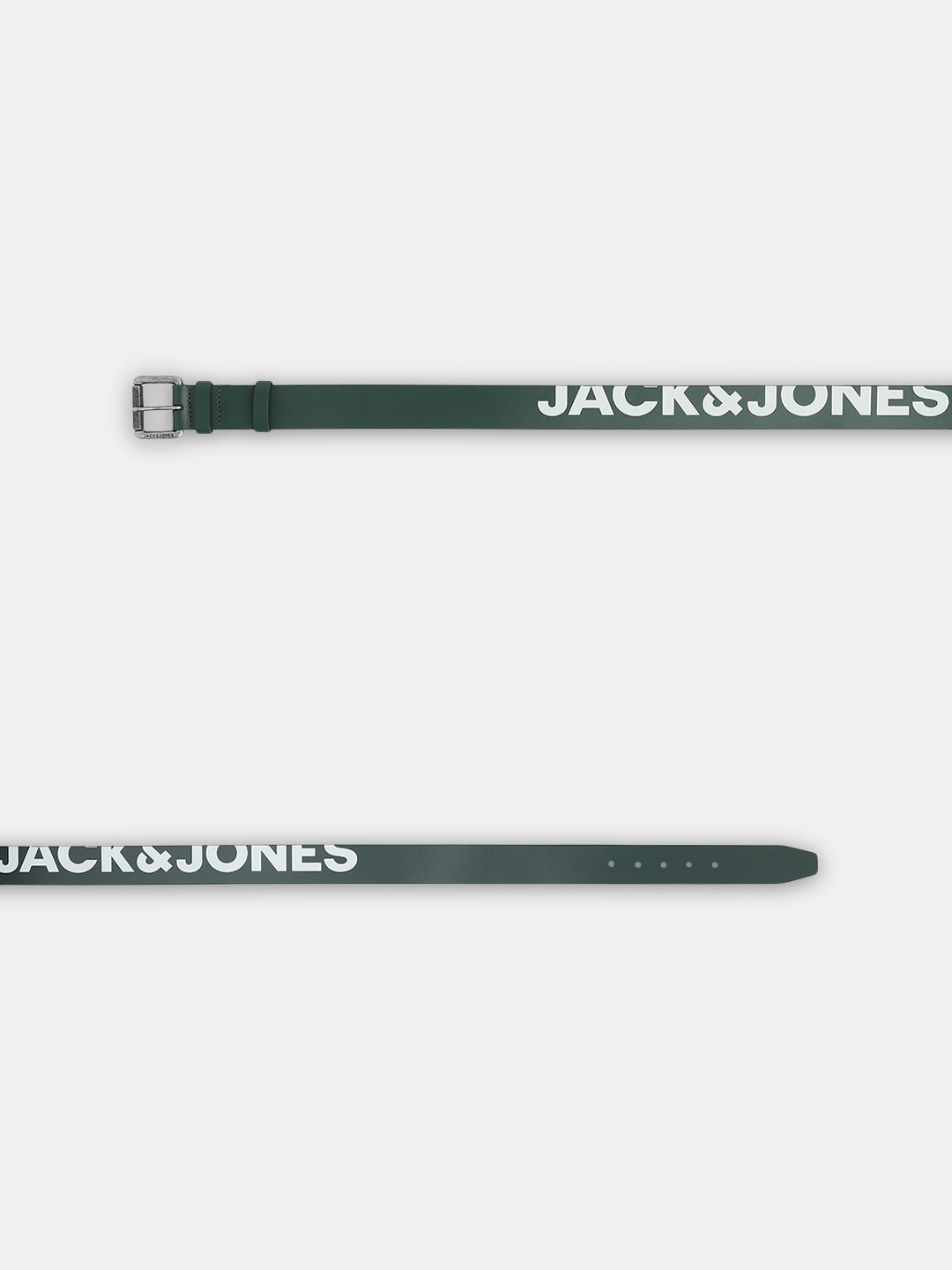 Green Printed Logo Leather Belt