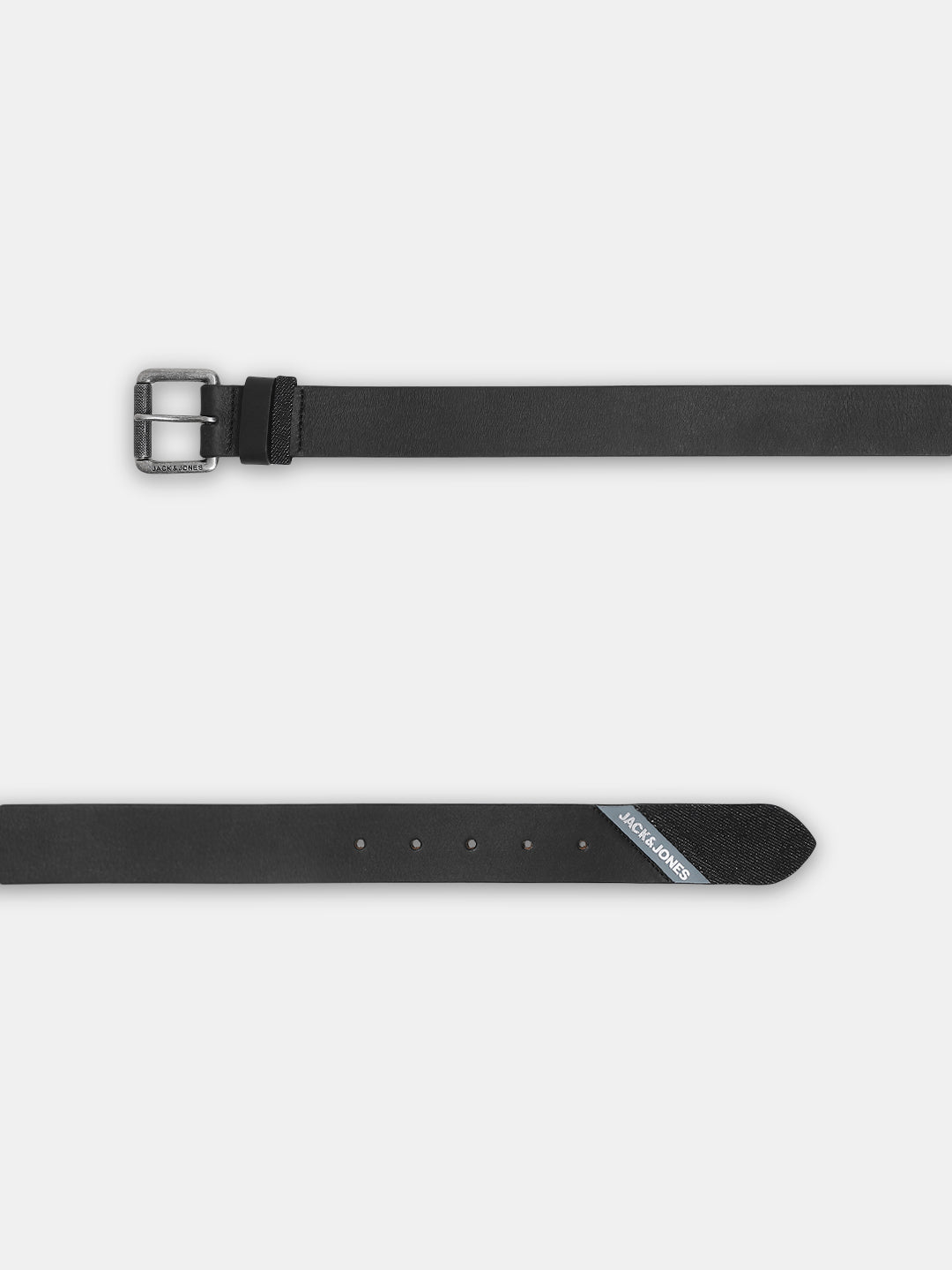 Black Denim Detail Leather Belt