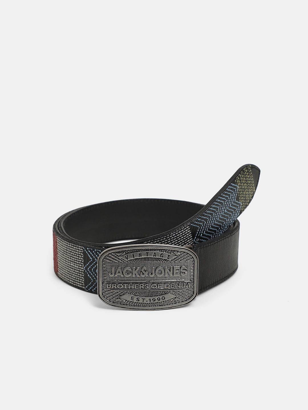 Black Embroidered Leather Belt