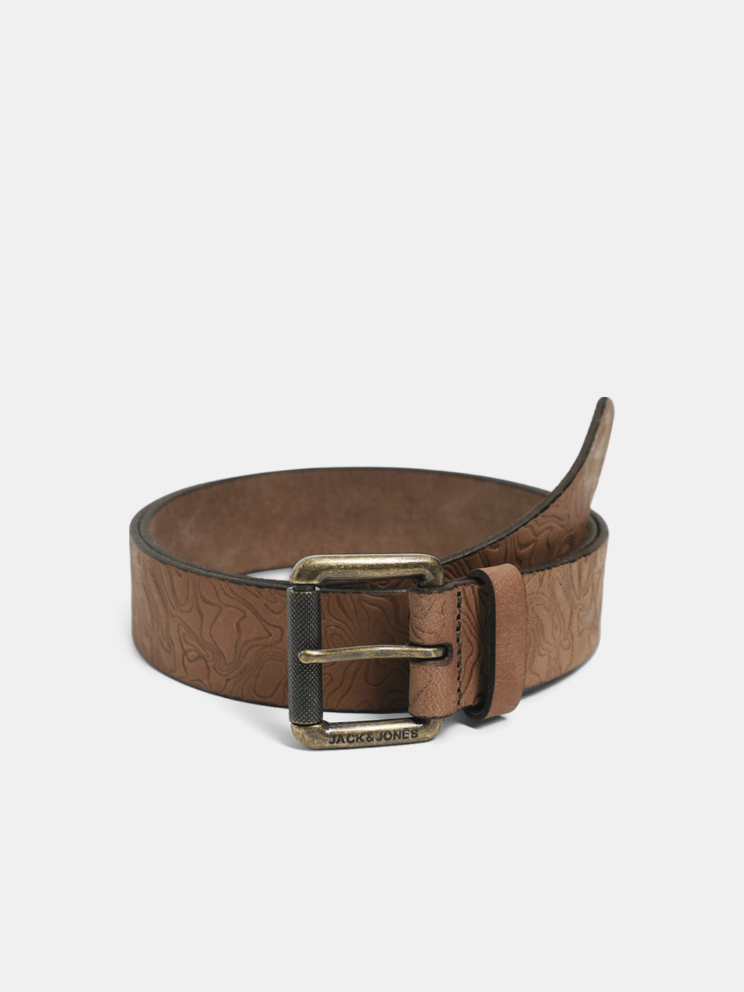 Brown Self-Design Leather Belt