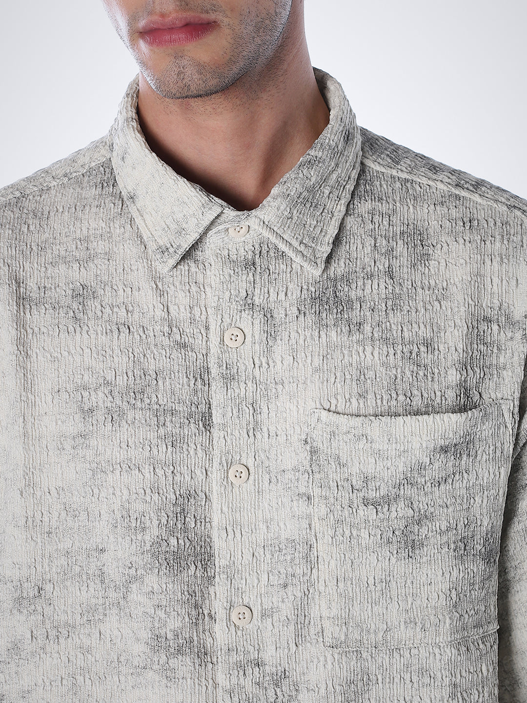 Grey Printed Knitted Shirt