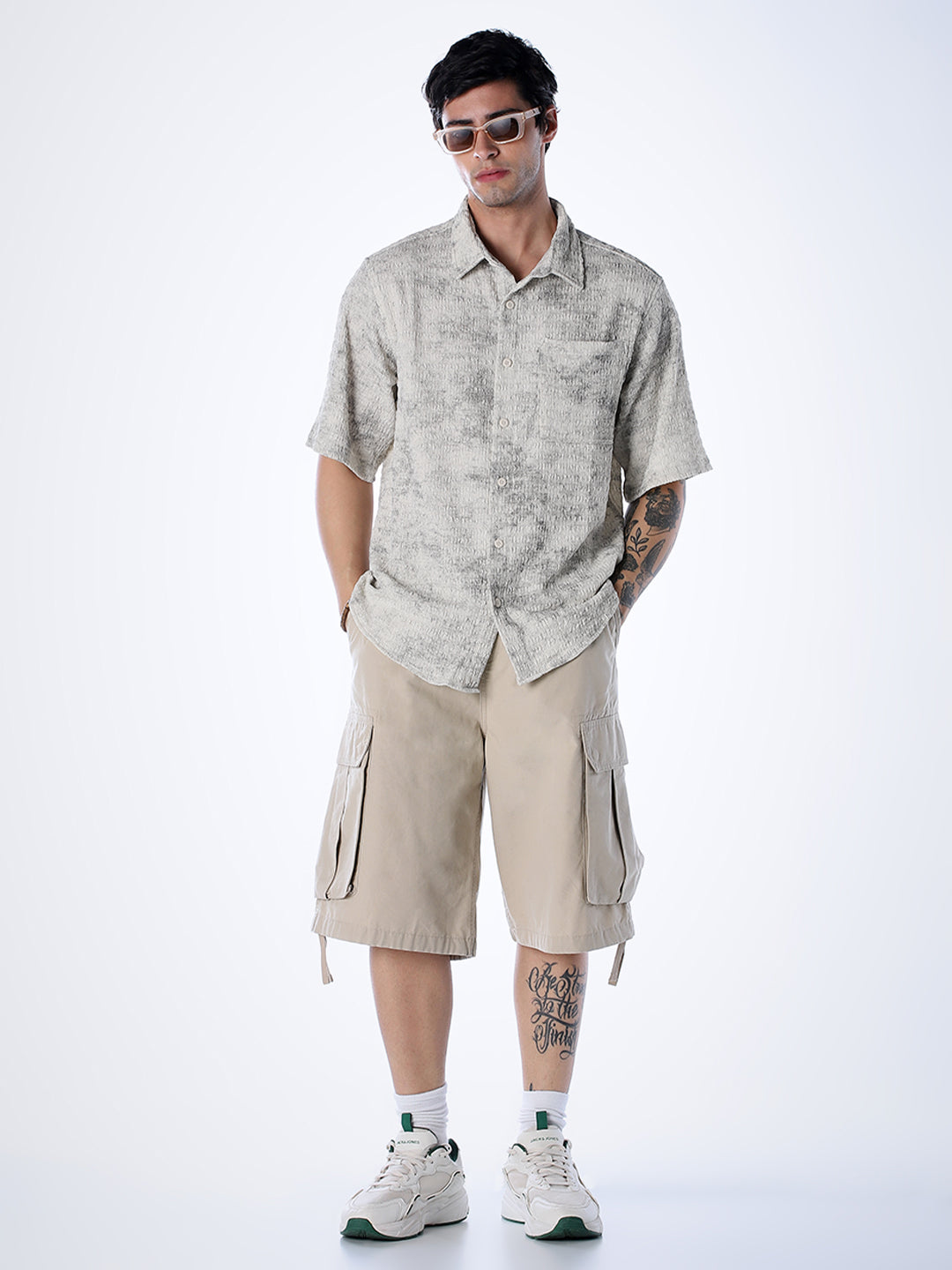 Grey Printed Knitted Shirt