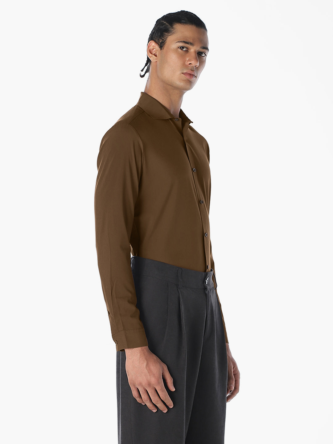 Dark Brown Slim Fit Full Sleeves Shirt