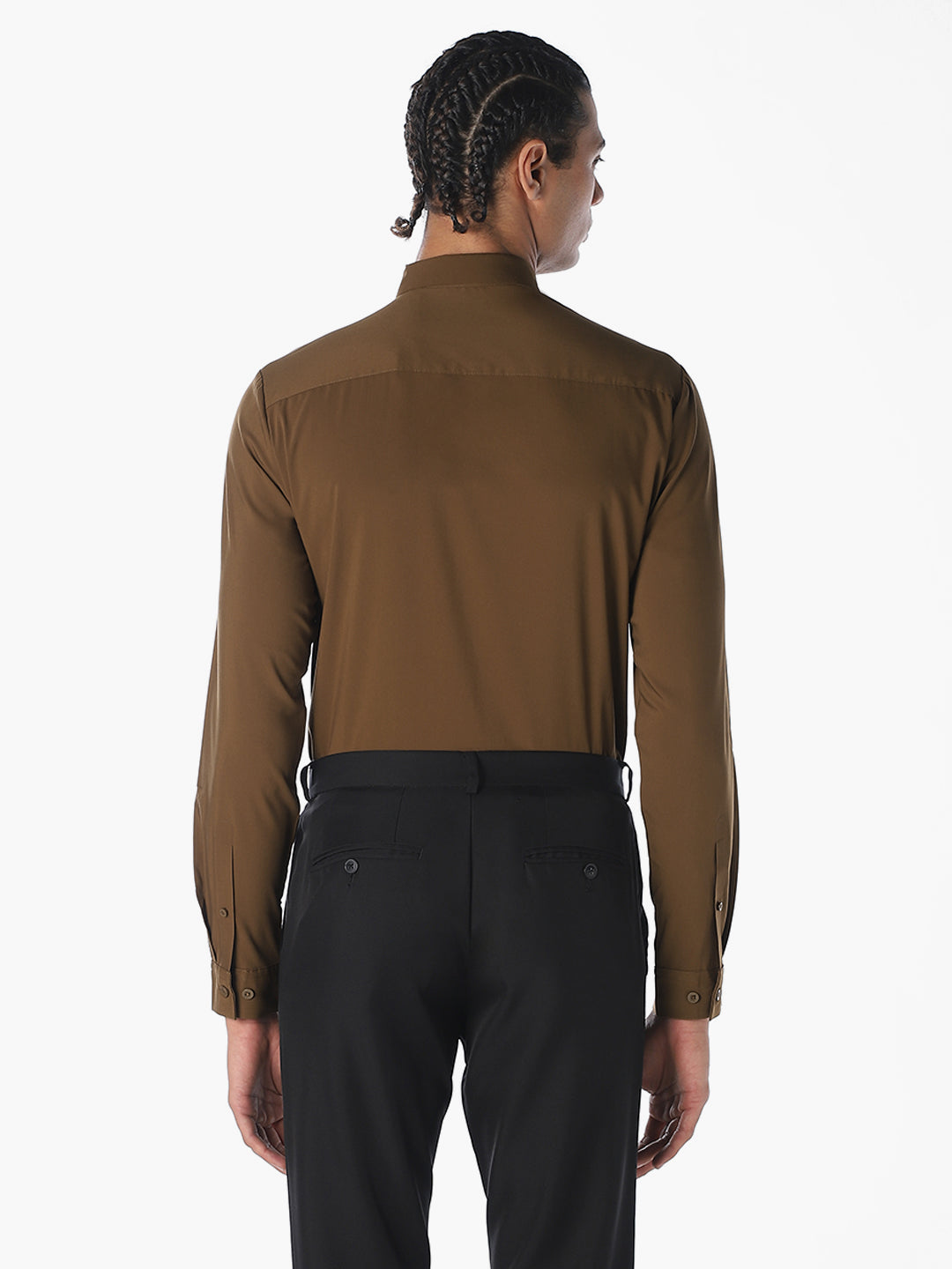 Dark Brown Slim Fit Full Sleeves Shirt