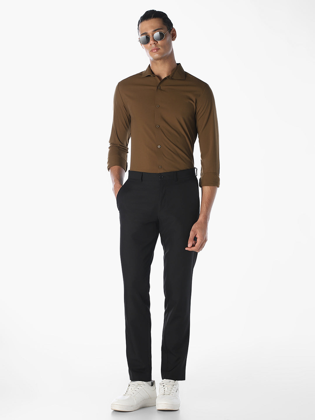 Dark Brown Slim Fit Full Sleeves Shirt