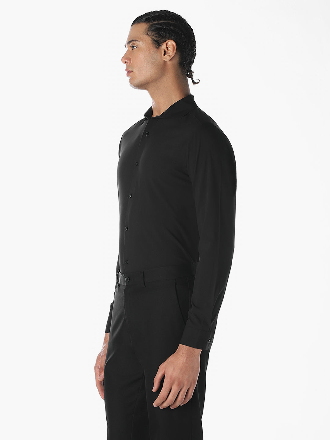 Black Slim Fit Full Sleeves Shirt