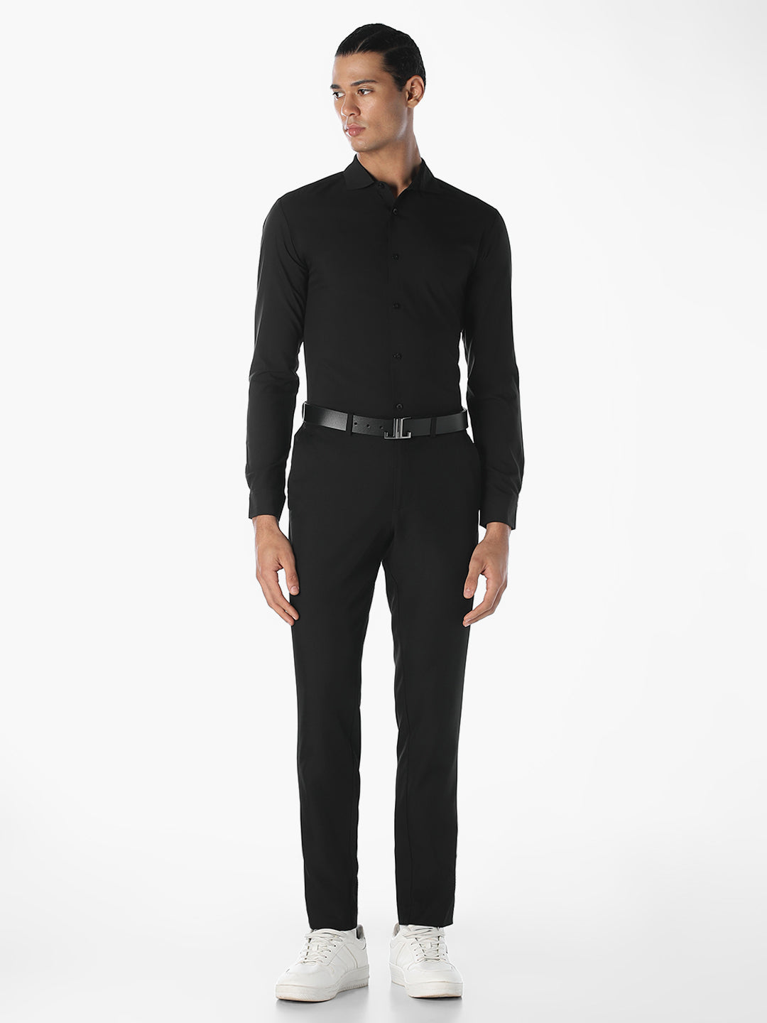 Black Slim Fit Full Sleeves Shirt