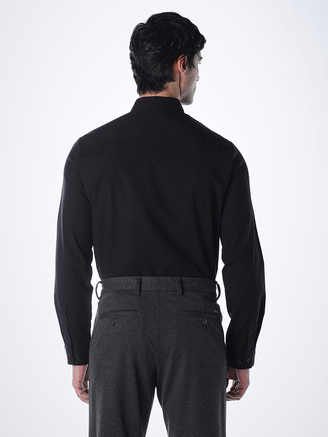 Slim Fit Full Sleeves Shirt - Black