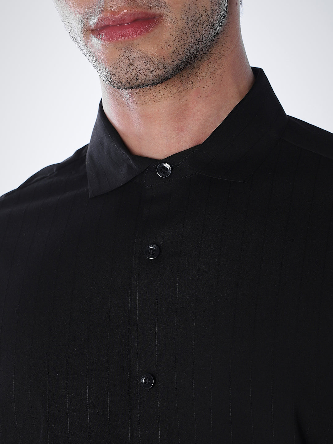 Slim Fit Full Sleeves Shirt - Black