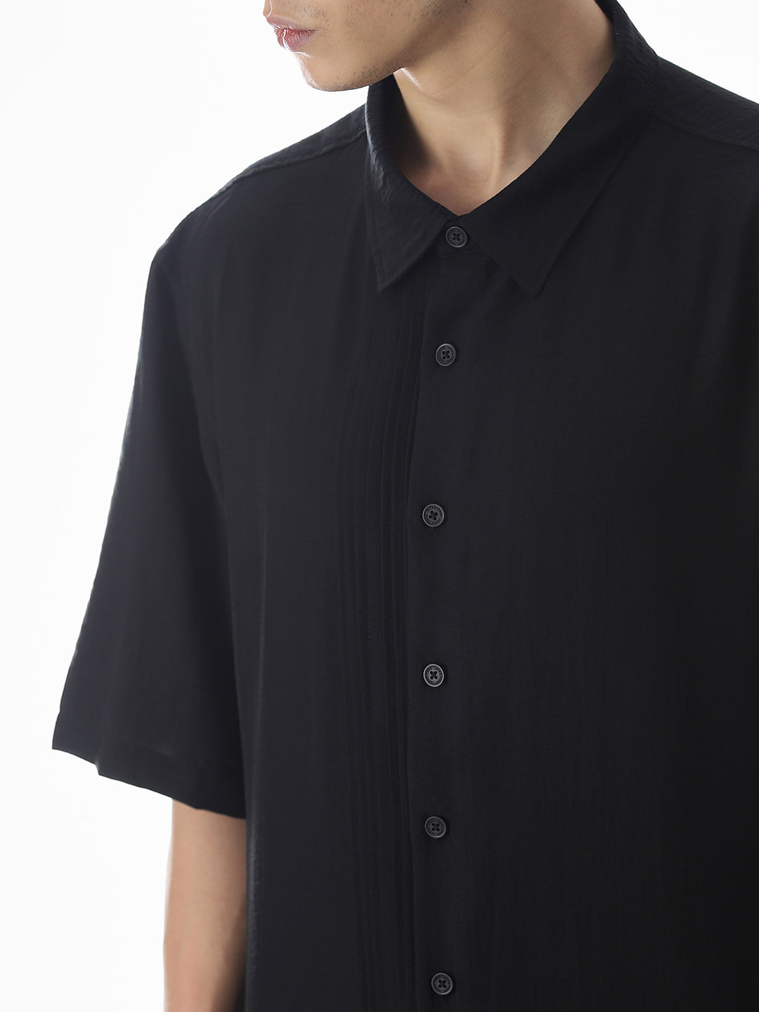 Black Typographic Print Oversized Shirt