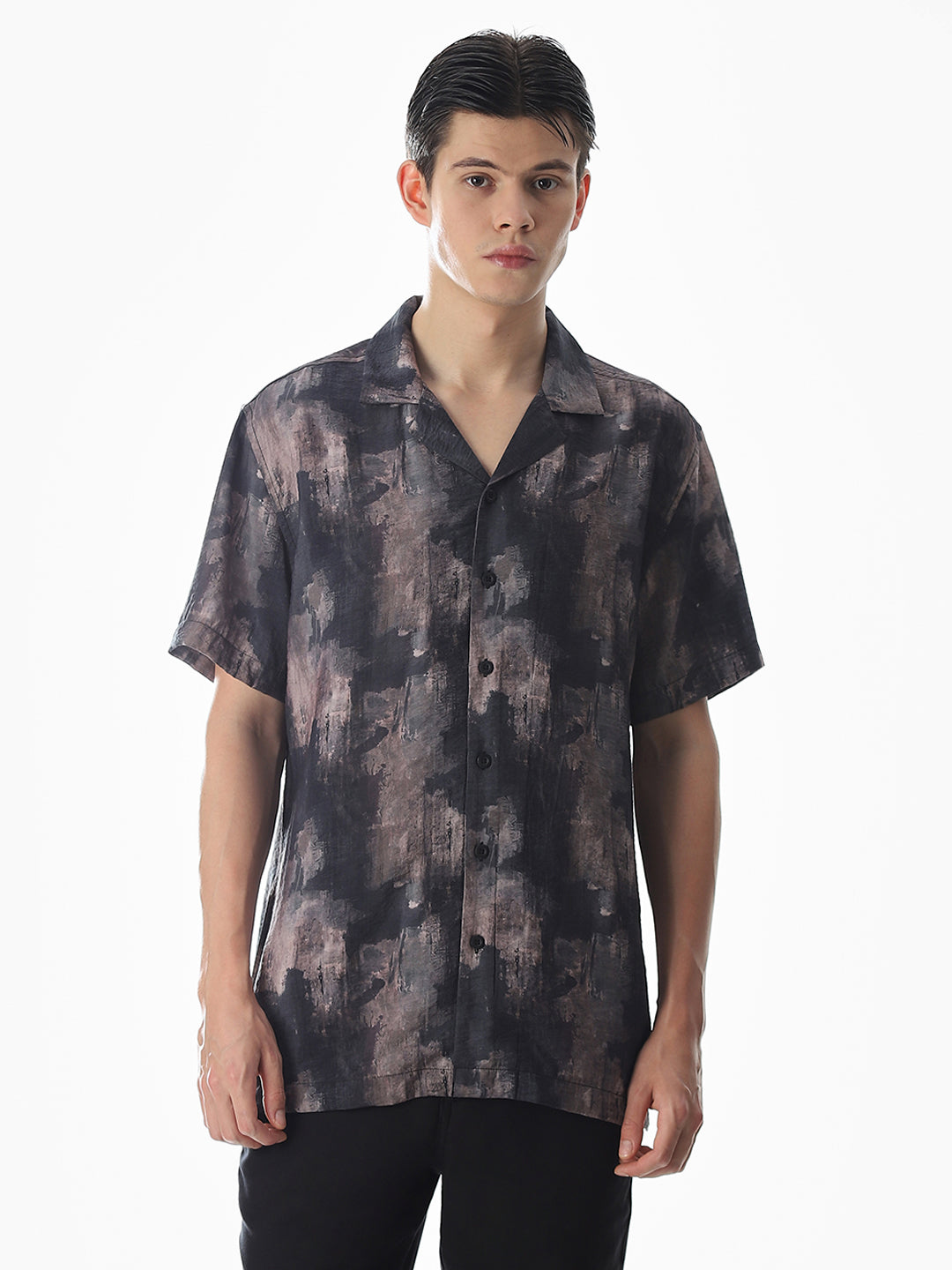 Brown Abstract Print Comfort Fit Shirt