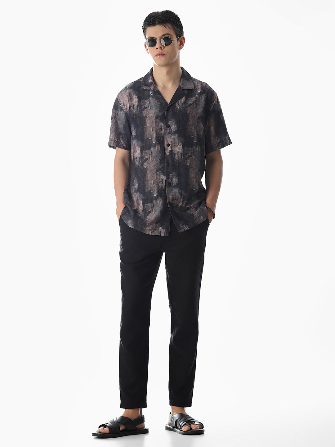 Brown Abstract Print Comfort Fit Shirt