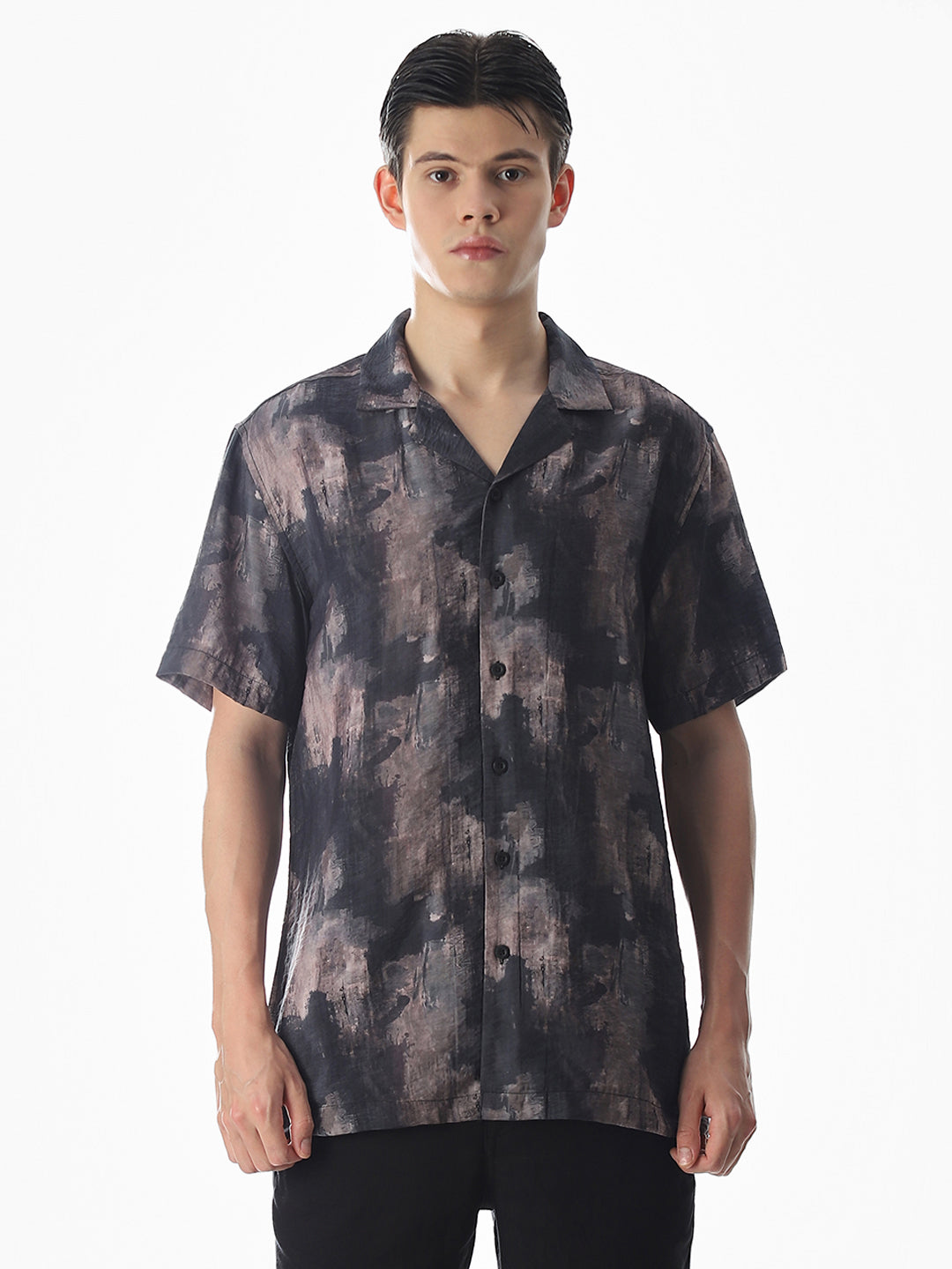 Brown Abstract Print Comfort Fit Shirt