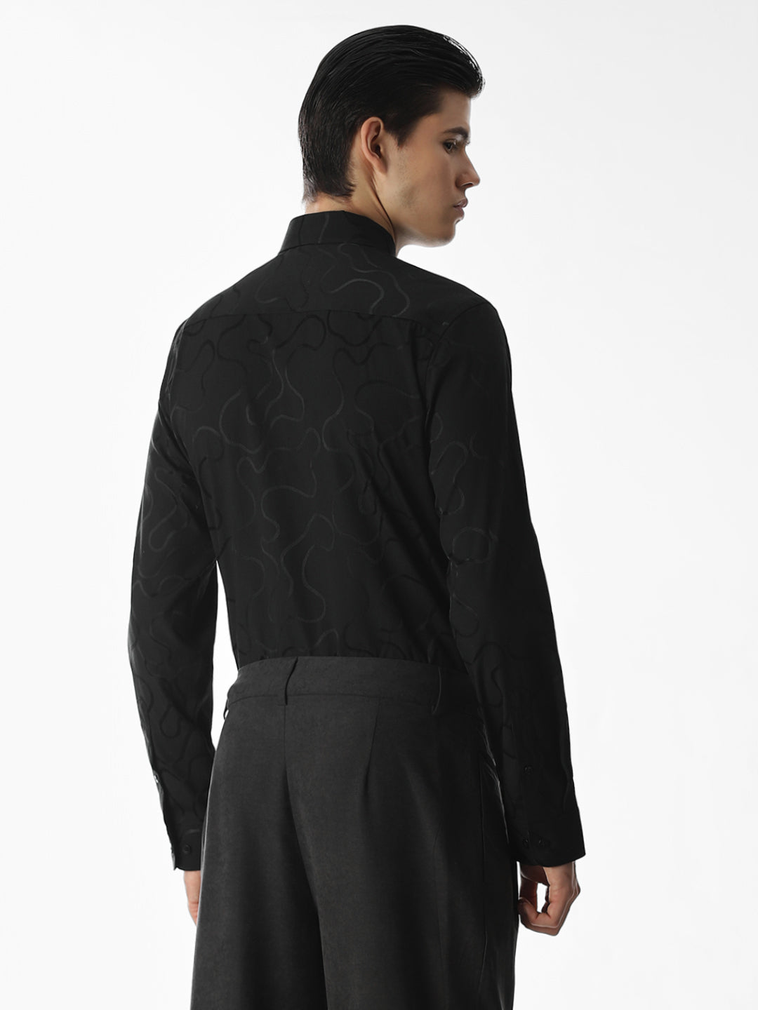 Black Dobby Printed Shirt