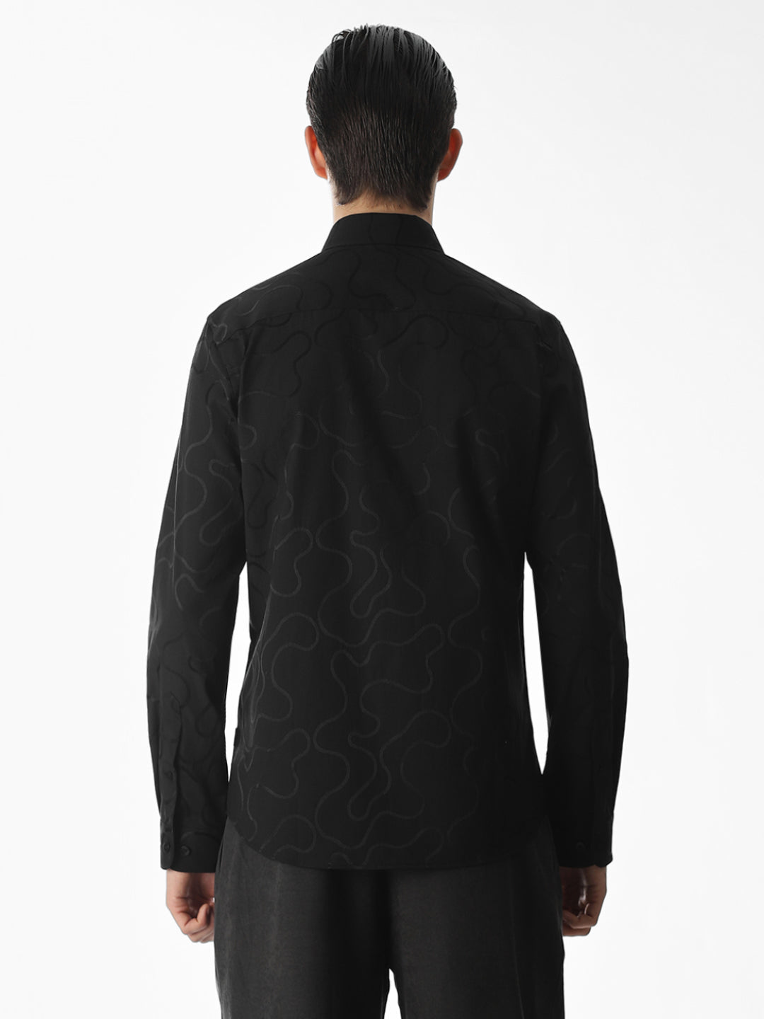 Black Dobby Printed Shirt