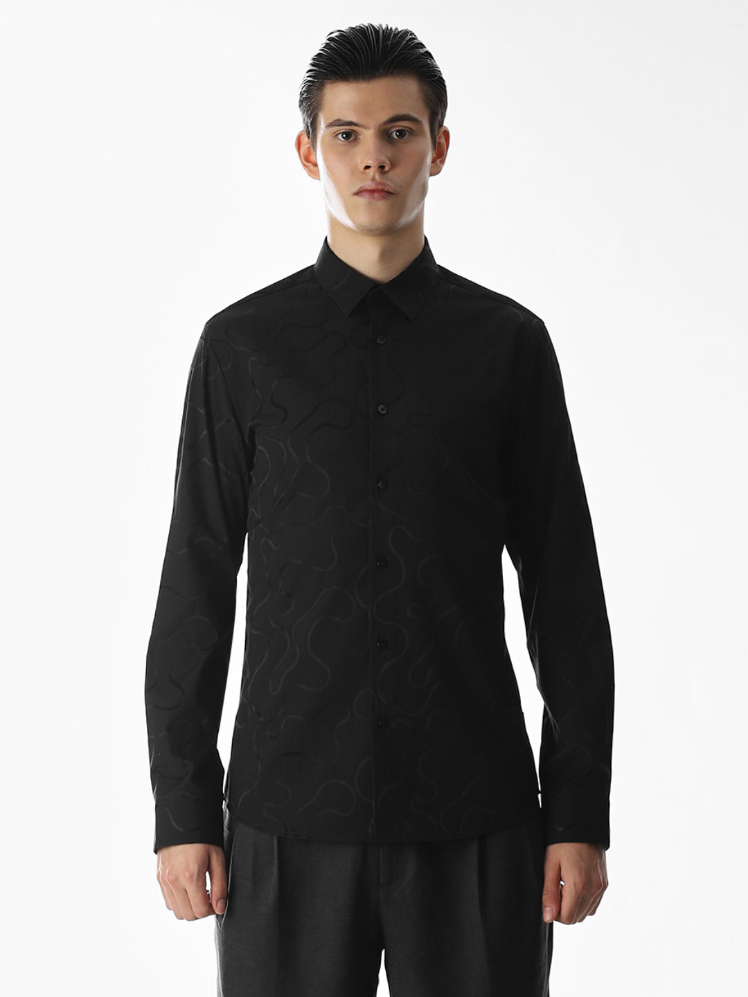 Black Dobby Printed Shirt