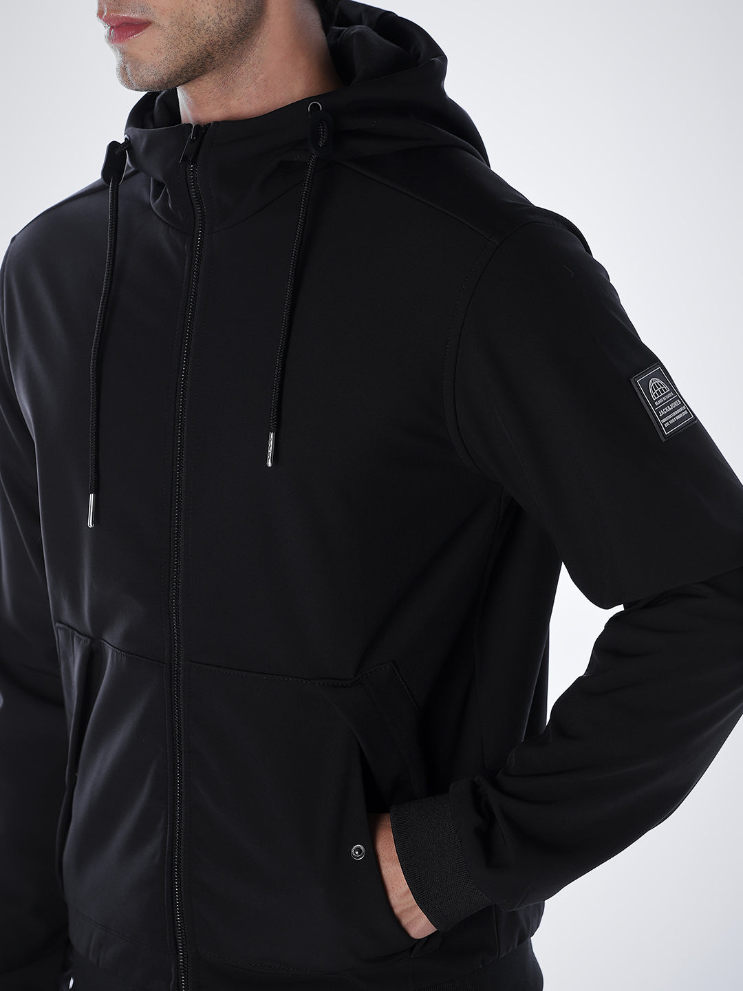 Zip-Up High Neck Hooded Jacket