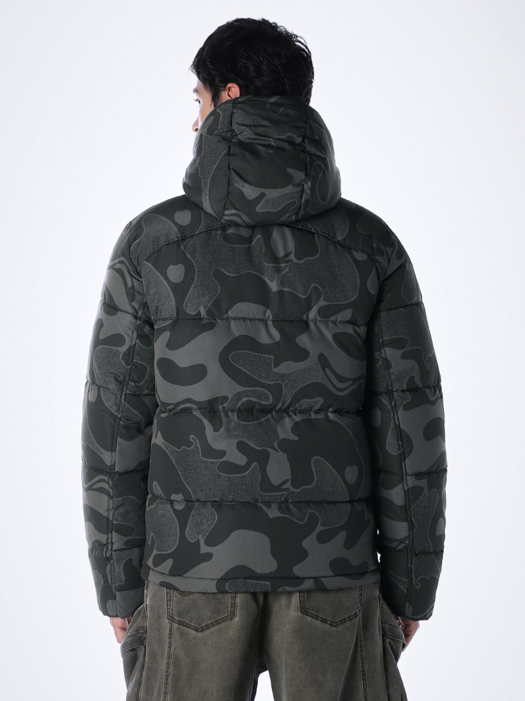 Camo Print High Neck Winter Jacket
