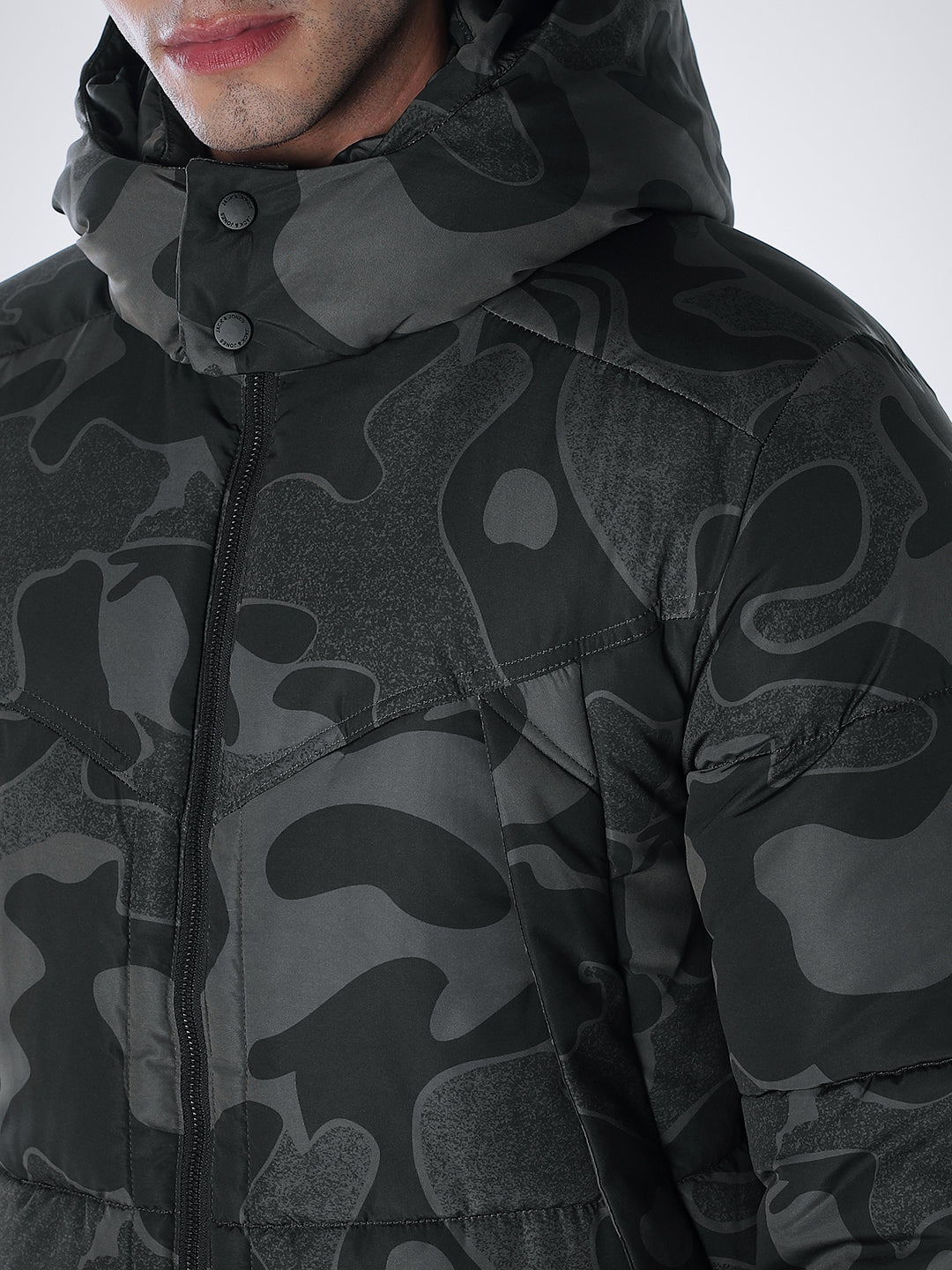 Camo Print High Neck Winter Jacket