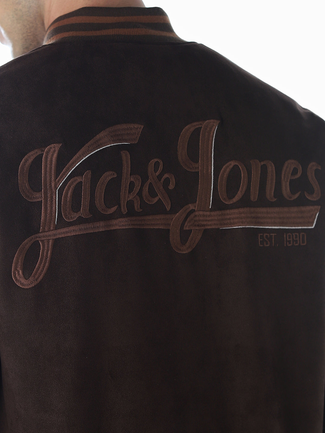 Dark Brown Rib Collar Bomber Jacket