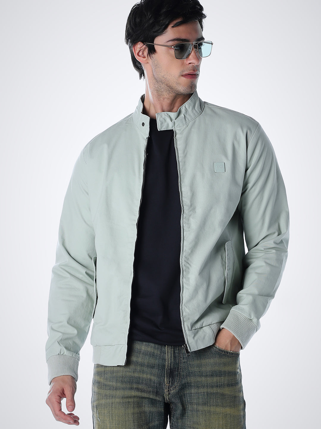 Green Regular Fit Bomber Jacket