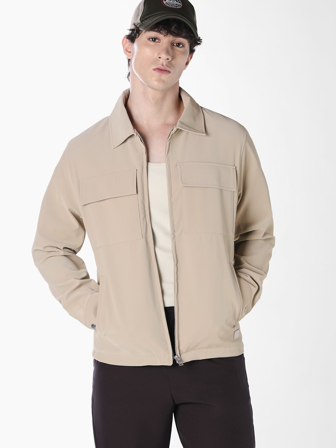 Beige Regular Fit Jacket