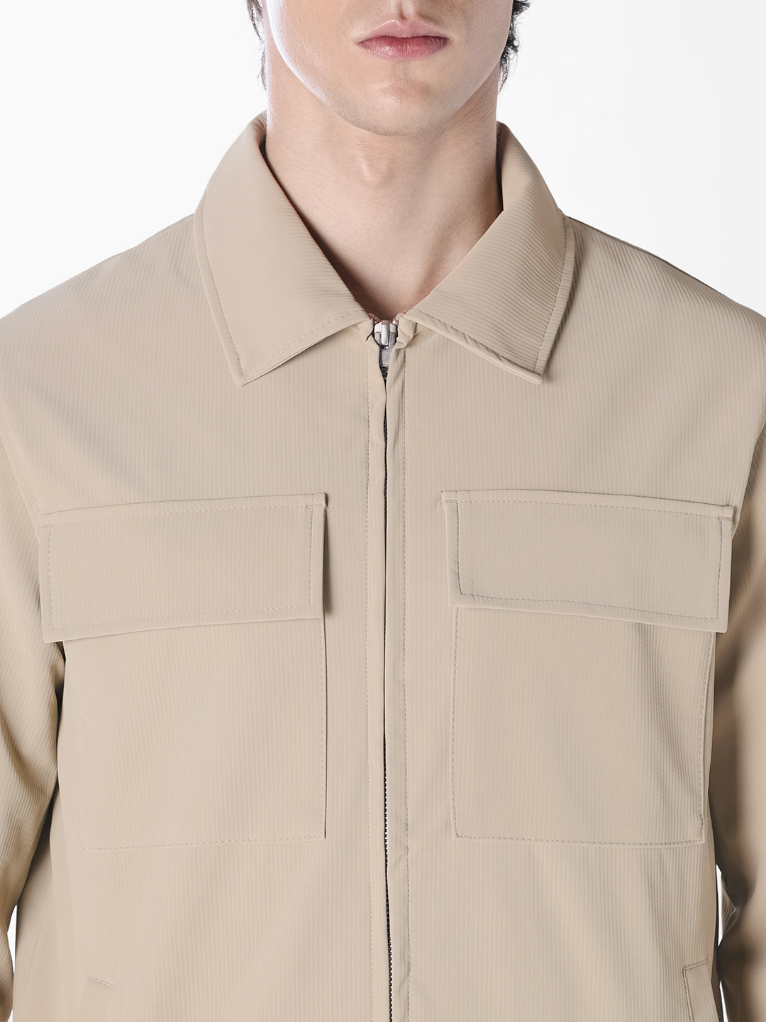 Beige Regular Fit Jacket