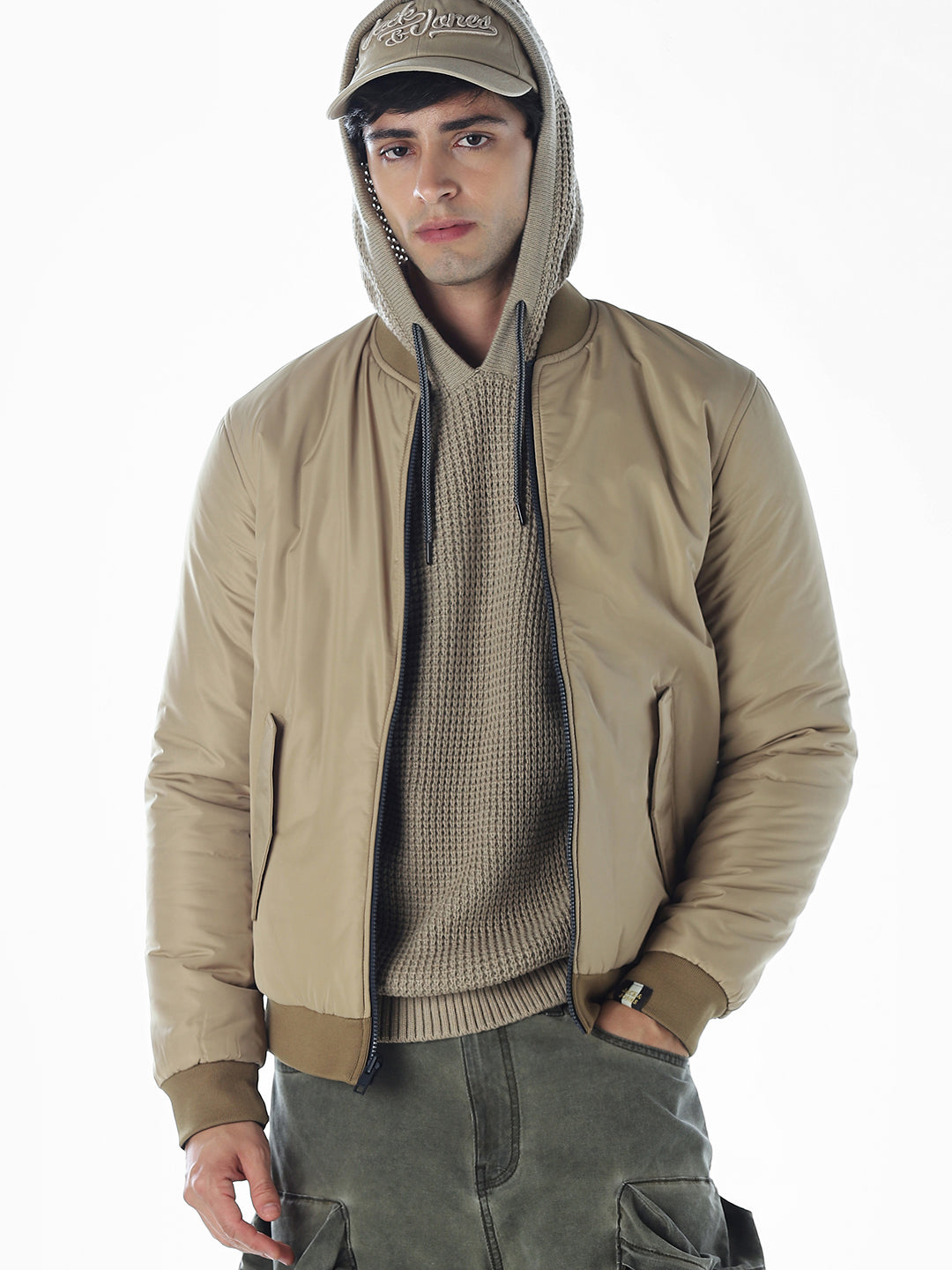 Reversible Bomber Jacket - Beige