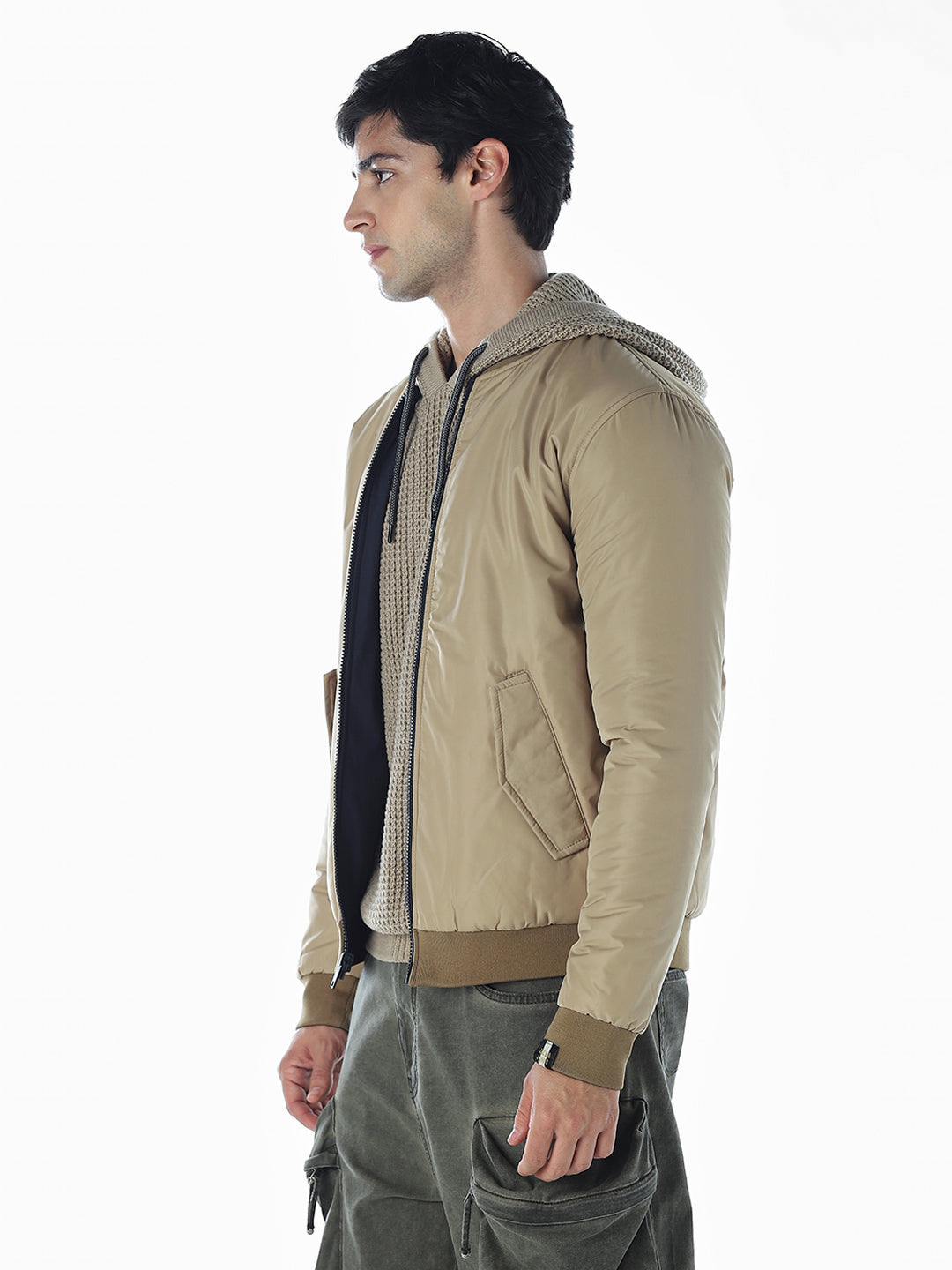 Reversible Bomber Jacket - Beige