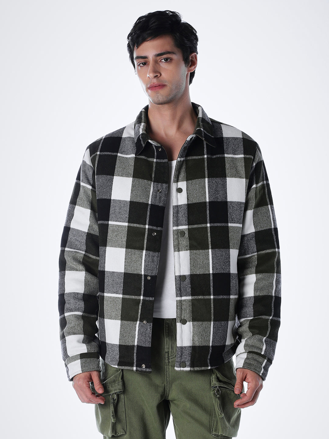 Olive Green Check Reversible Jacket