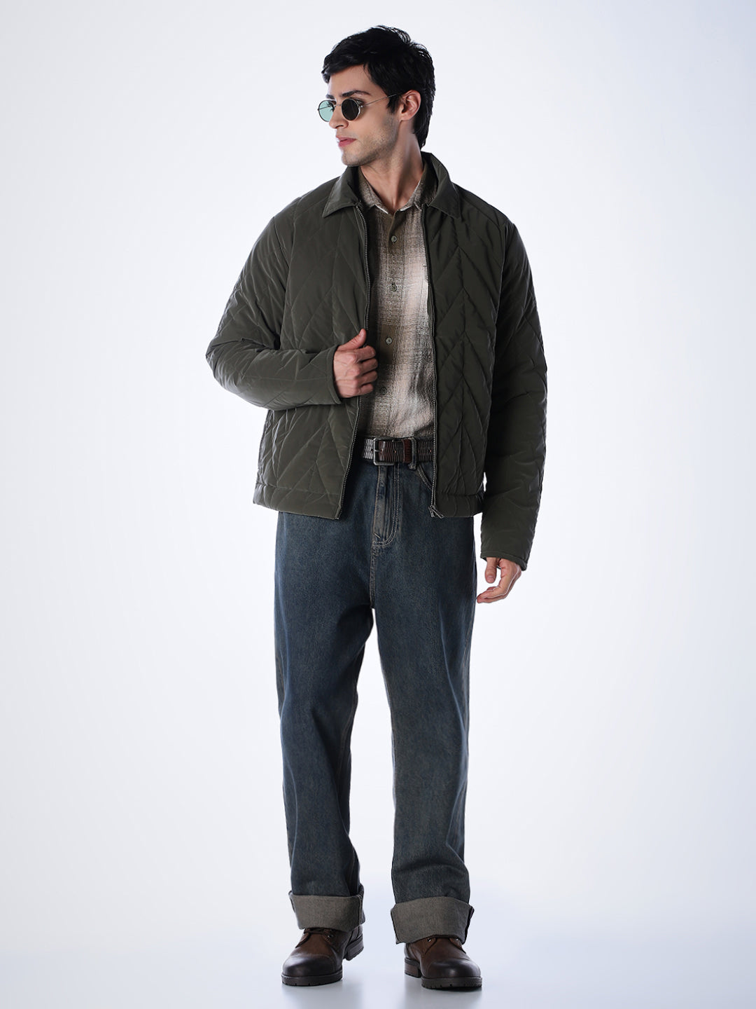 Olive Zip-Up Quilted Jacket