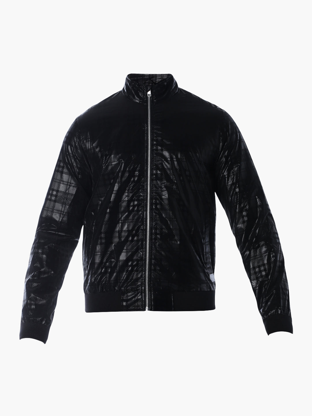 Black Gloss Finish Check Jacket
