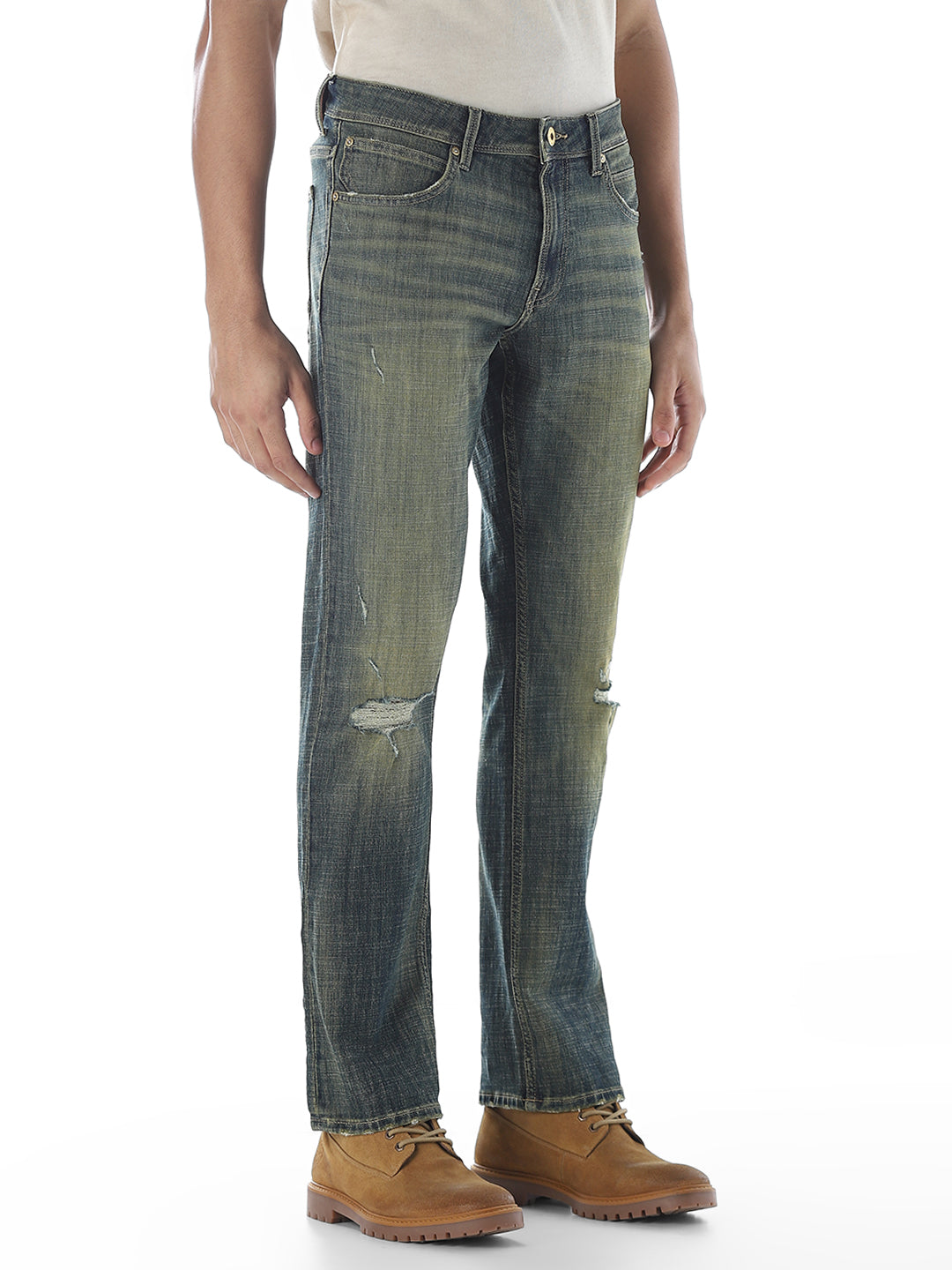 Distressed Clark Regular Fit Cropped Jeans