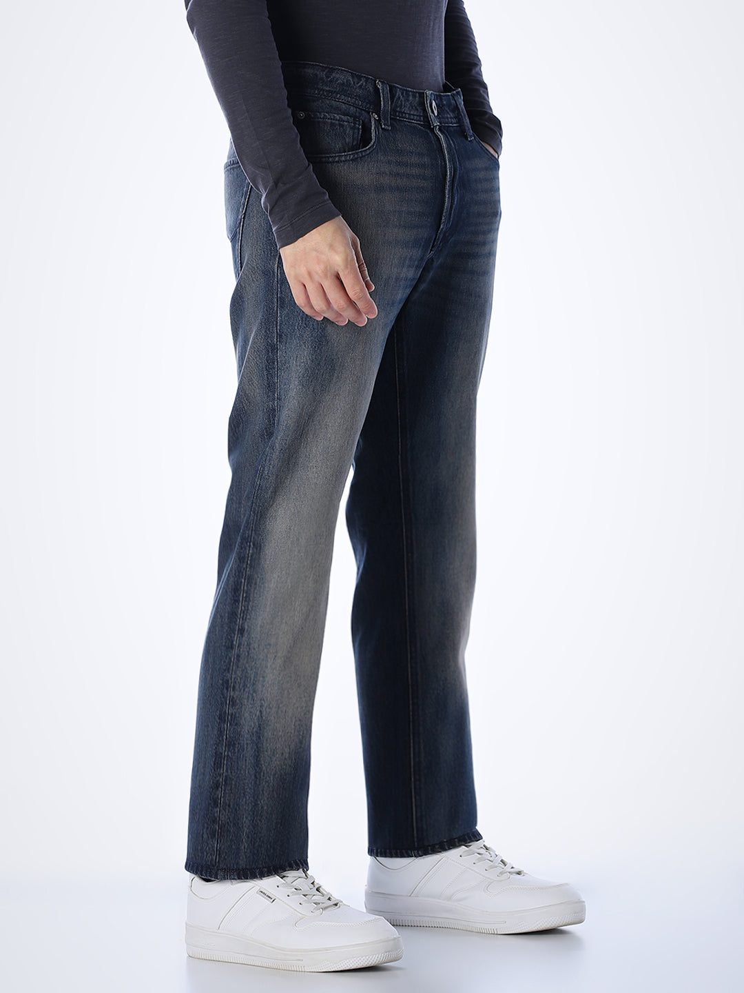 5 Pocket WASHED Clark Regular Fit Jeans - Dark Blue