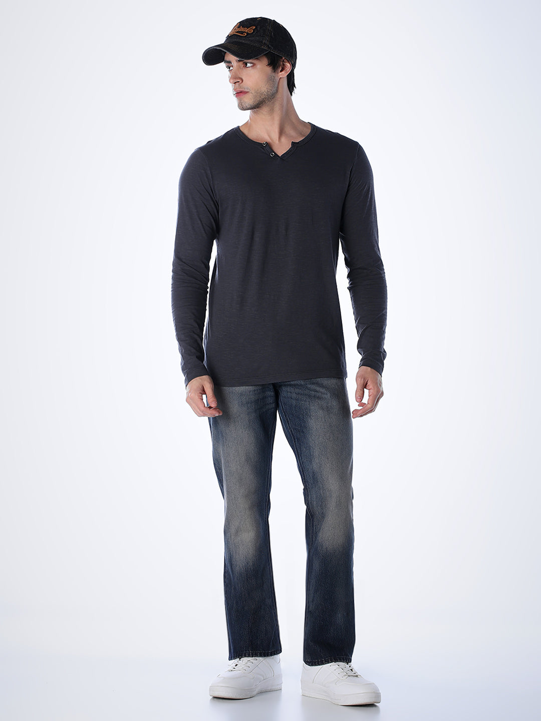 5 Pocket WASHED Clark Regular Fit Jeans - Dark Blue