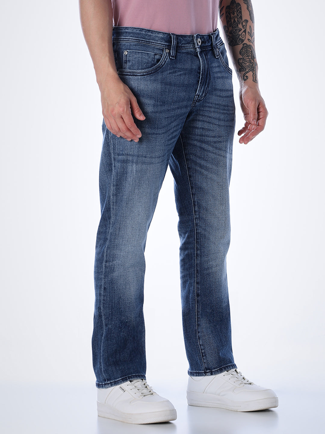 5 Pocket WASHED Clark Regular Fit Jeans - Blue