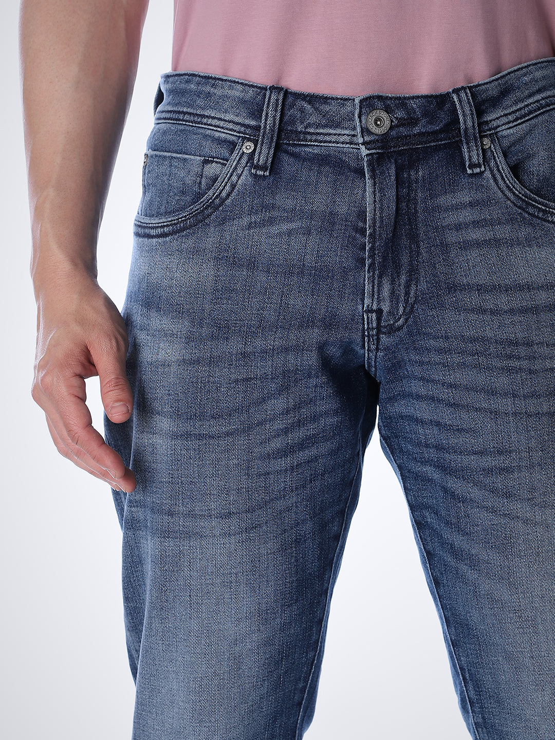 5 Pocket WASHED Clark Regular Fit Jeans - Blue