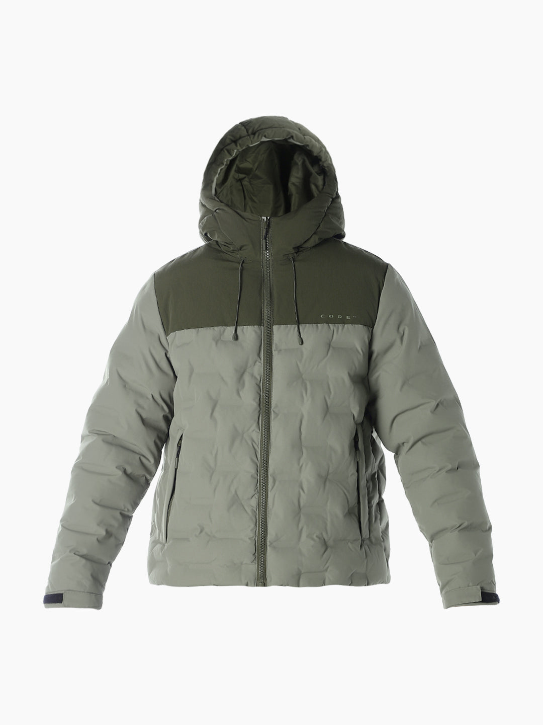 High Neck Quilted Puffer Jacket - Green