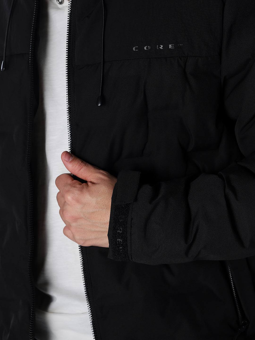 High Neck Quilted Puffer Jacket - Black